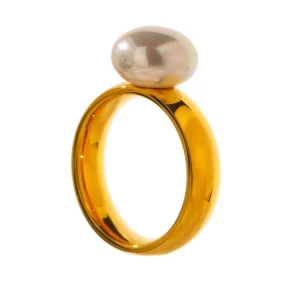Bague Or Jaune Perle