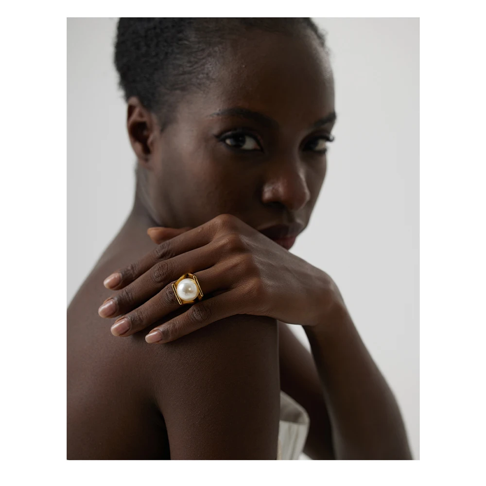 Bague perle or tendance