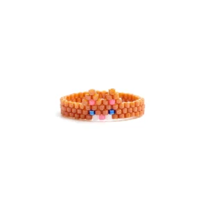 Bague Perle Rocaille Chat Orange