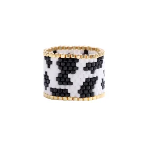 Bague Perle Rocaille Fantaisie Noire Blanche 2