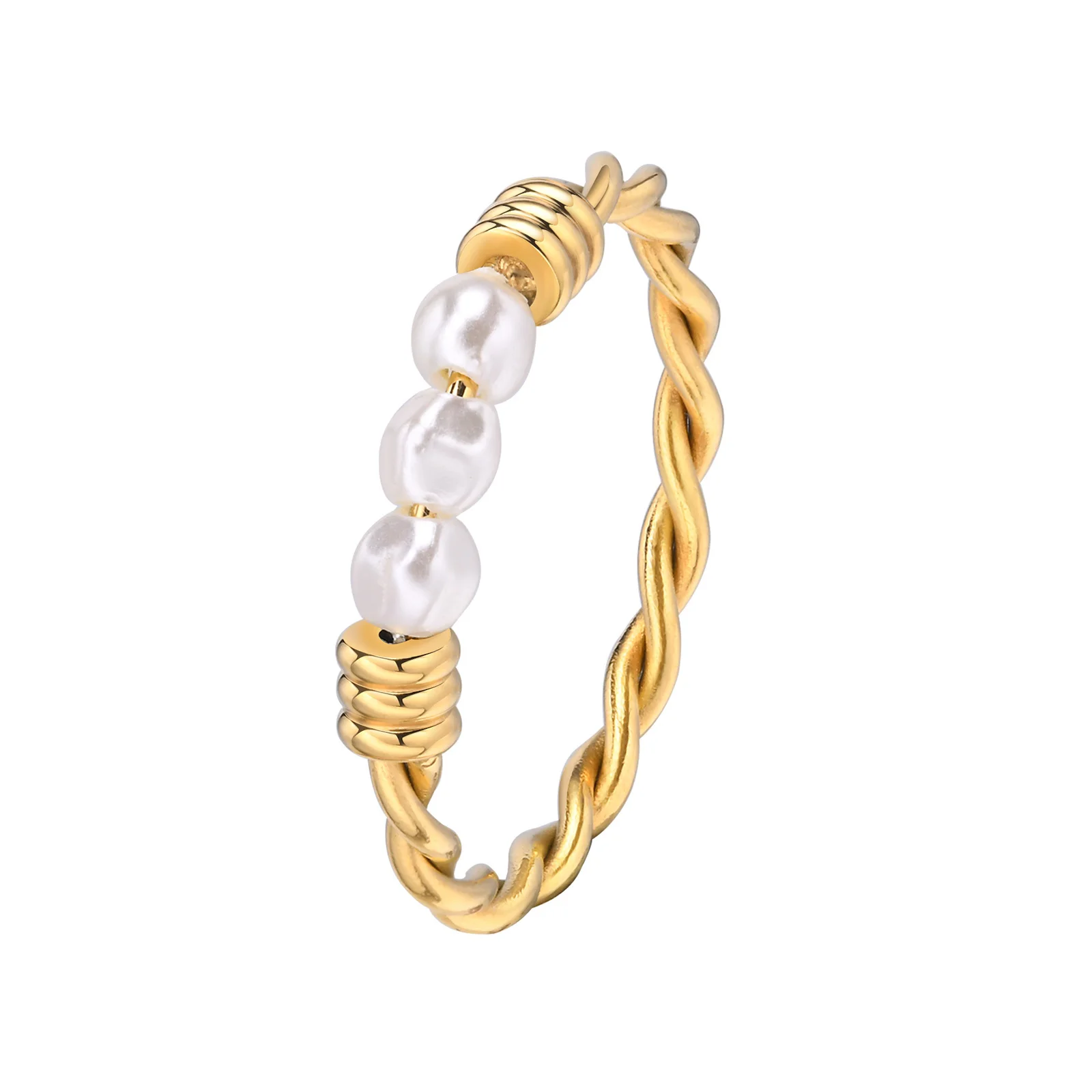 Bague Perle Tressee Or 4