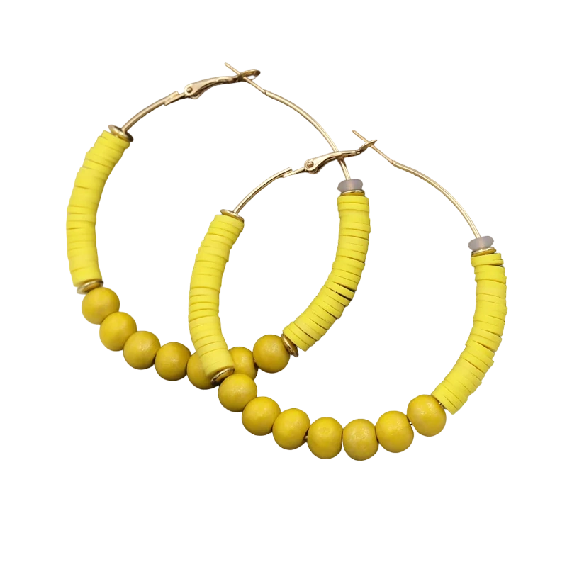 Boucles d'oreilles Heishi avec perles jaunes
