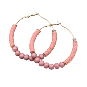 Boucles d'oreilles Heishi avec perles roses