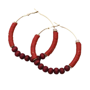 Boucles d'oreilles Heishi avec perles rouge bordeaux