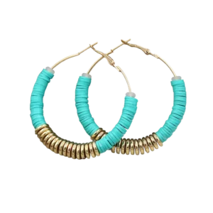 Boucles d'oreilles perles Heishi bleu turquoise
