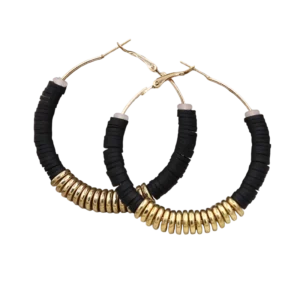 Boucles d'oreilles perles Heishi noires