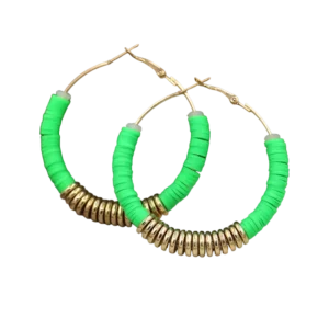 Boucles d'oreilles perles Heishi vertes