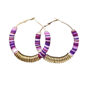 Boucles d'oreilles perles Heishi violettes