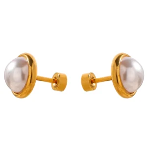 Boucles Doreilles Perle Ronde Dore