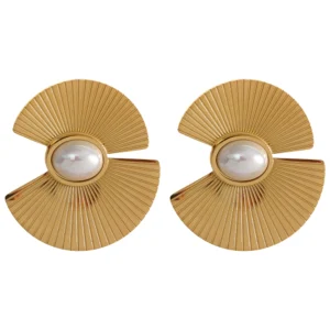 Boucles Doreilles Perles Eventail Or