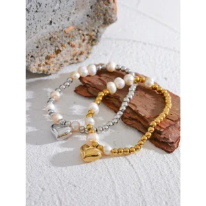 Bracelet perle avec charm coeur