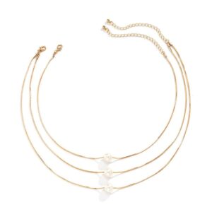 Collier perle 3 niveaux fantaisie (or)