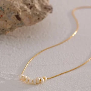 Collier perle fin or en acier inoxydable