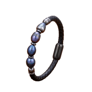 Bague noire avec perles noires