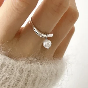 Bague perle design argent