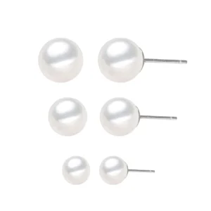 Boucles d'oreilles perles blanches simples argent