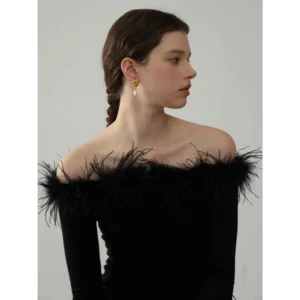 Boucles d'oreilles perles dorées avec vagues