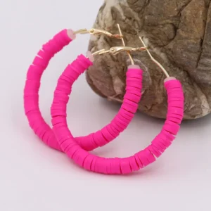 Boucles d'oreilles perles Heishi roses classiques