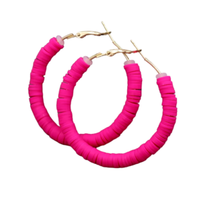 Boucles d'oreilles perles Heishi roses classiques