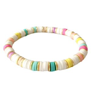 Bracelet perles heishi blanc et multicolore