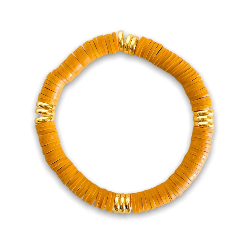Bracelet perles heishi marron et or