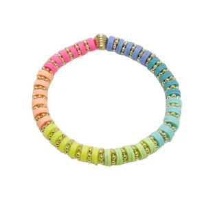 Bracelet perles heishi multicolore et doré