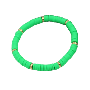 Bracelet perles Heishi vertes et dorées