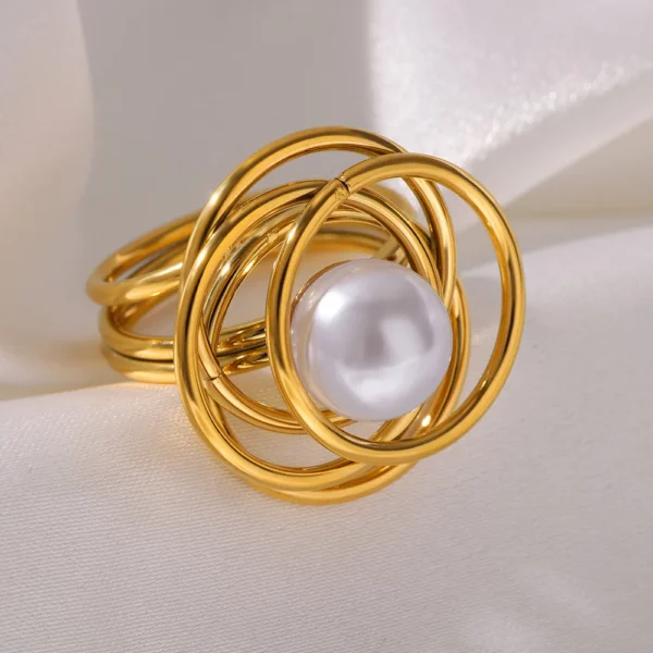 Anneaux Avec Perle Fantaisie En Nickel - Neuf Sans Emballage, Bijou Femme