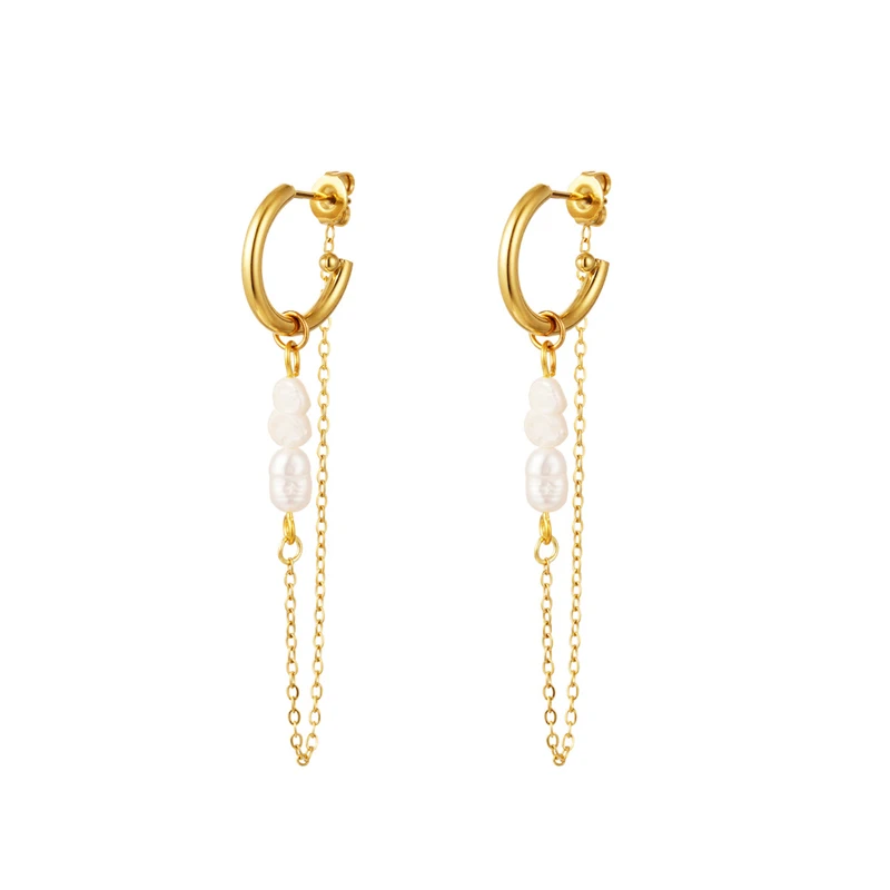 Boucles d'oreilles avec chaîne pendante dorées