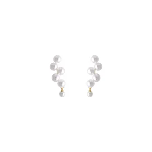 Boucles d'oreilles avec perles assemblées irrégulières dorées