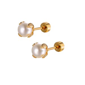 Boucles d'oreilles perles dorées puces