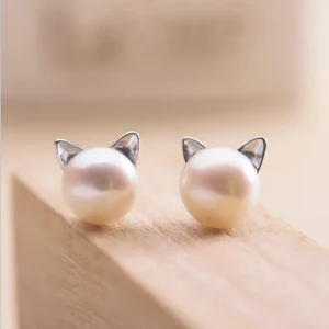 Boucles d'oreilles perles fantaisie chat