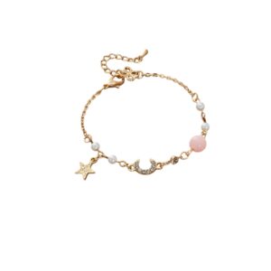 Bracelet avec perle rose et breloque étoile
