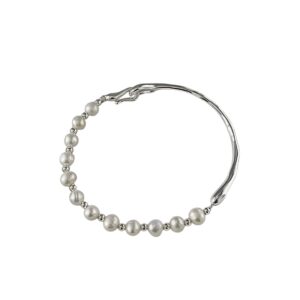 Bracelet perles blanches et argent avec fermoir