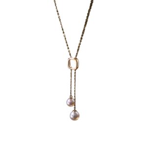 Collier doré avec double perles pendantes