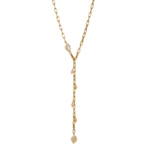 Collier long doré avec perles pendantes