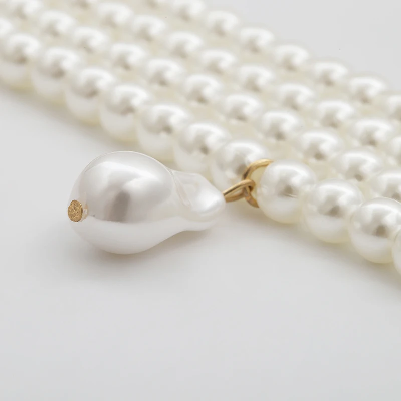 Collier perles blanches 4 rangs ras de cou doré