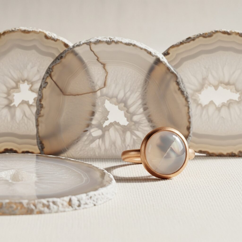 Découvrez l’agate blanche, pierre fine lumineuse et pure, symbole d’élégance et d’équilibre. Explorez son origine, ses nuances délicates et nos conseils d’entretien pour préserver son éclat. Idéale dans des bijoux intemporels, elle apporte sobriété et raffinement à toutes les femmes.