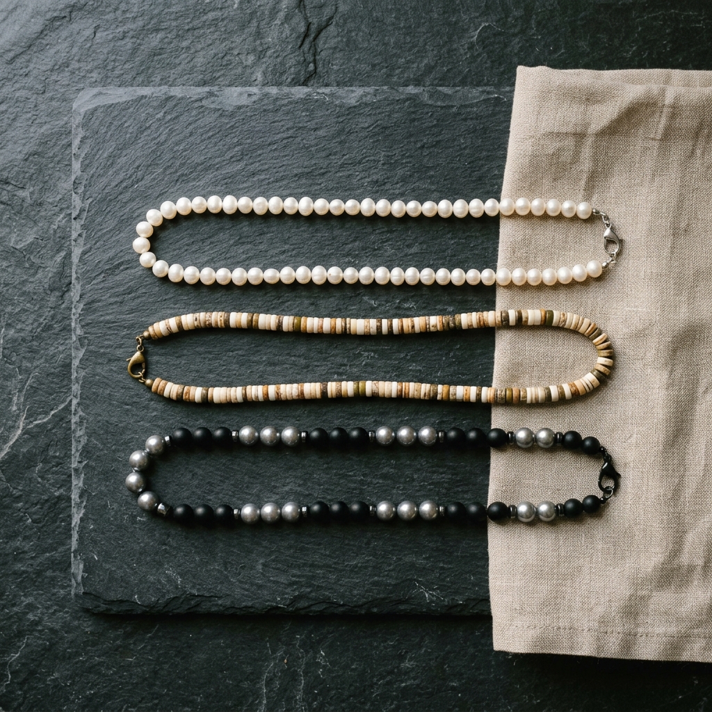 Collier perle homme : guide morphologie et style - illustration
