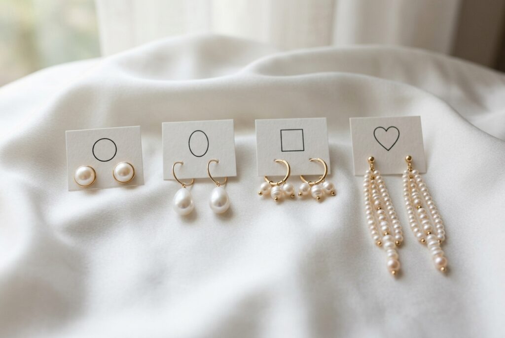 Boucles d'oreilles perle pour mariée : longueur visage - illustration
