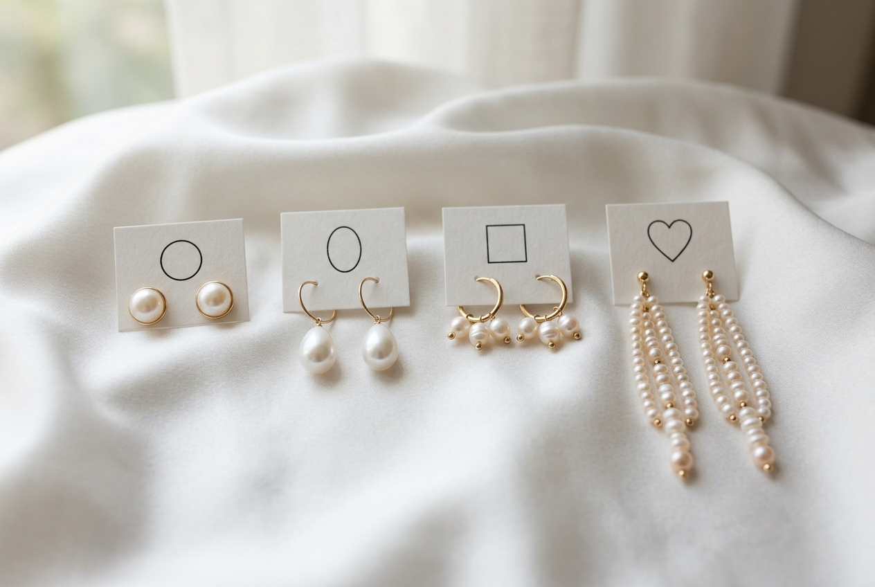 Boucles d'oreilles perle pour mariée : longueur visage - illustration