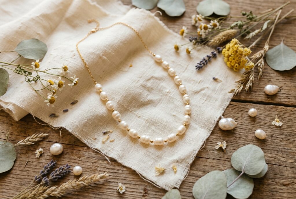 Collier perle pour robe de mariée bohème - illustration