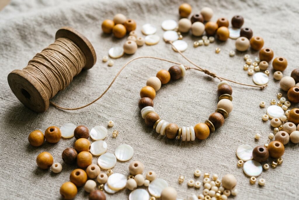 Perles en bois - illustration