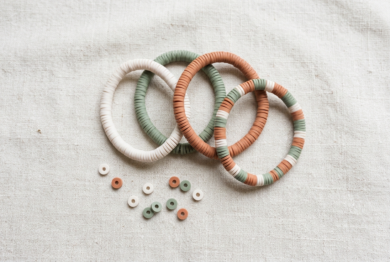 Bracelet perles plates - illustration